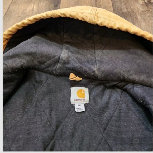 Carhartt J140 Duck Canvas Hooded Quilt Lined Heavy Work Zip Jacket Coat - Picture 8 of 16
